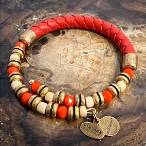 * Alex and Ani Red and Gold Beaded Bracelet. Made in America. Infused+Technology